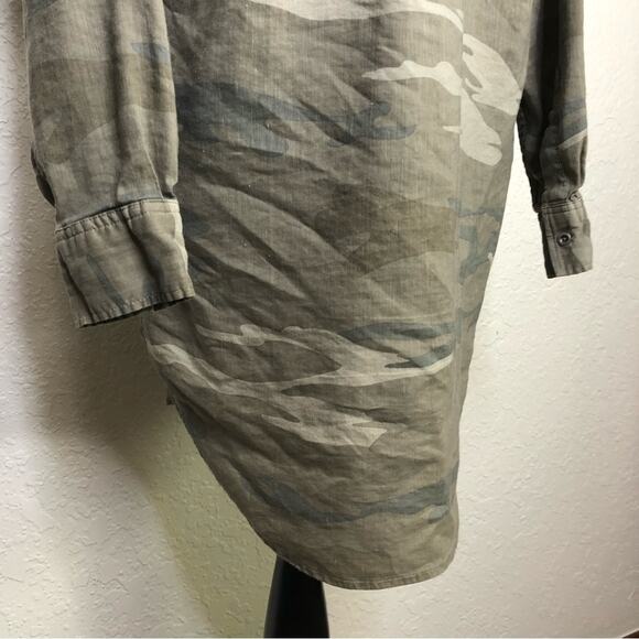 Rails army green gray camo linen blend button shirt dress size Small - Picture 13 of 16